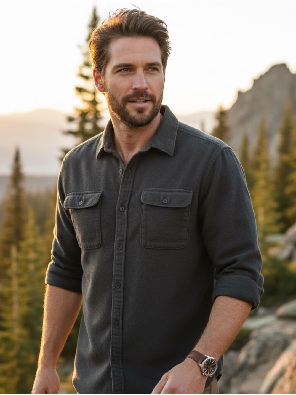 The North Face Men's Charcoal Button-Front Shirt Jacket